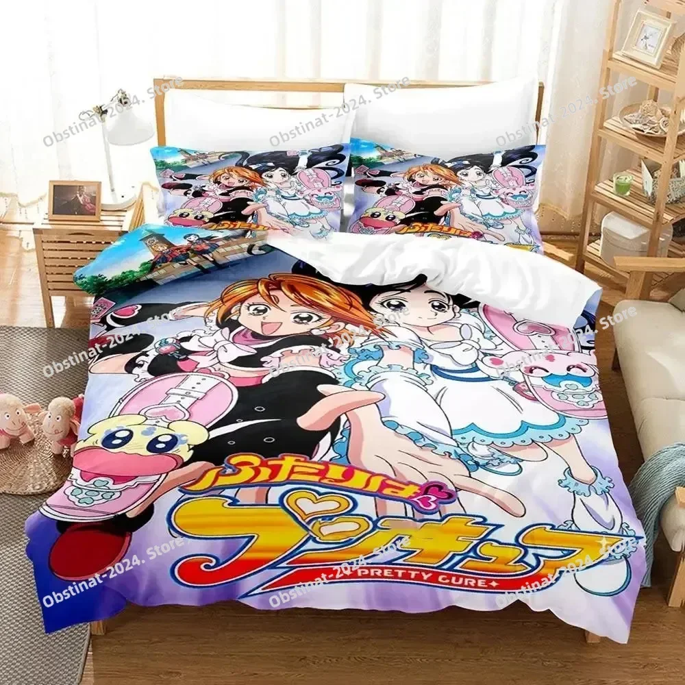 Top Anime Pretty Cure Bedding Set Duvet Cover Full Queen King Size Pillowcase Bed Printed Bed Set Aldult Kid Bedroom Single Twin