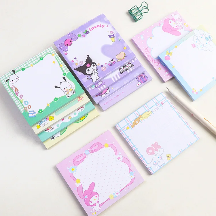 8pcs/lot Kuromi Melody Memo Pad Sanrio Pochacco Sticky Notes Stationery Label Notepad Planner Sticker Post School Supplies