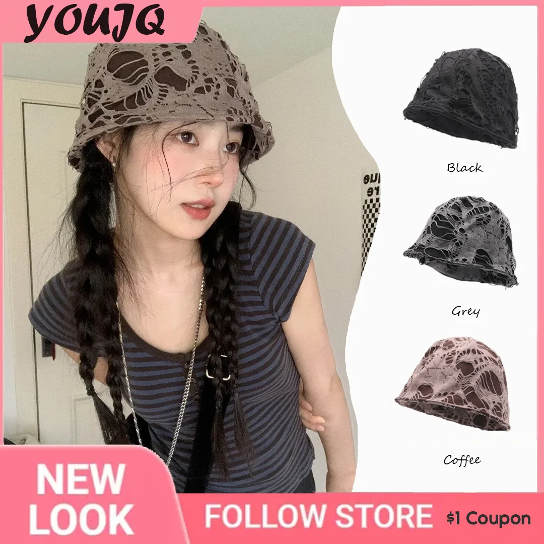 Fashionable Bucket Hat with Unique Holes and Adjustable Buckle for Men and Women in Spring and Summer