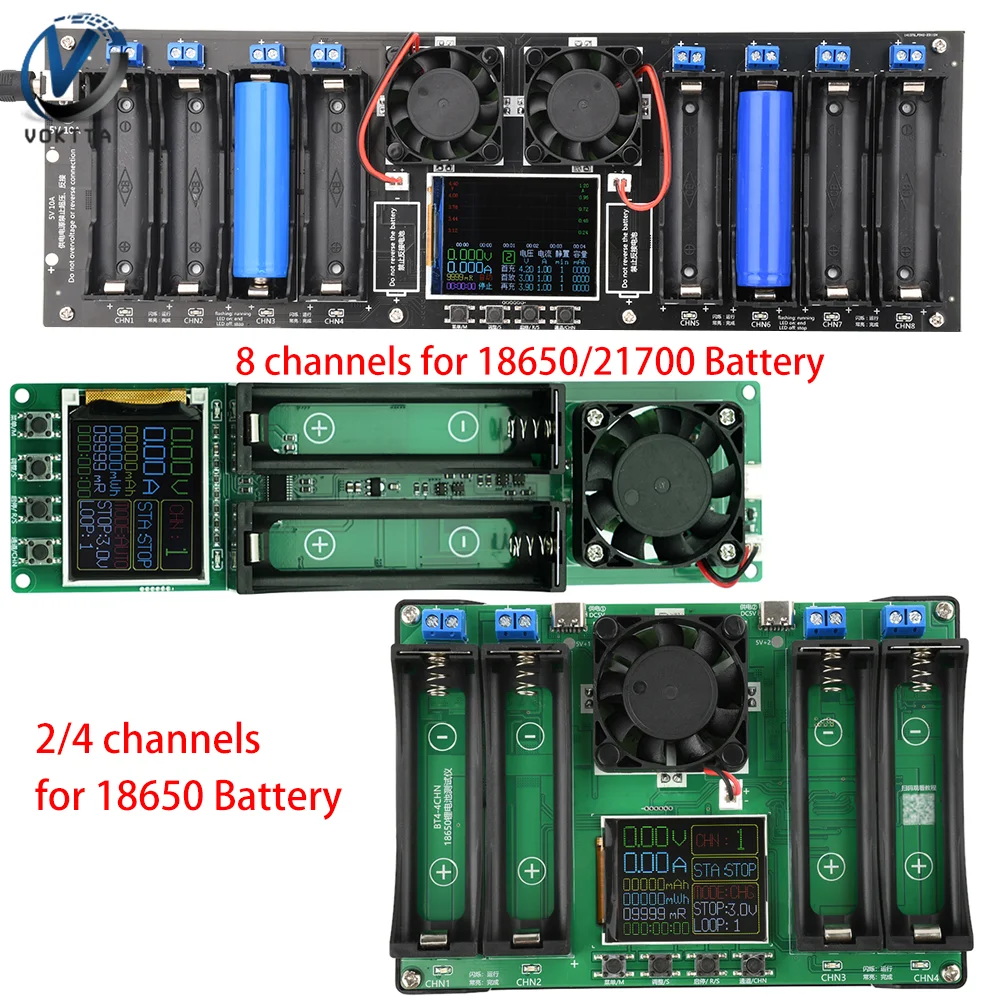 2/4/8 Channels 18650 Lithium Battery Capacity Tester MAh MWh Digital Battery Internal Resistance Tester Power Detector Module