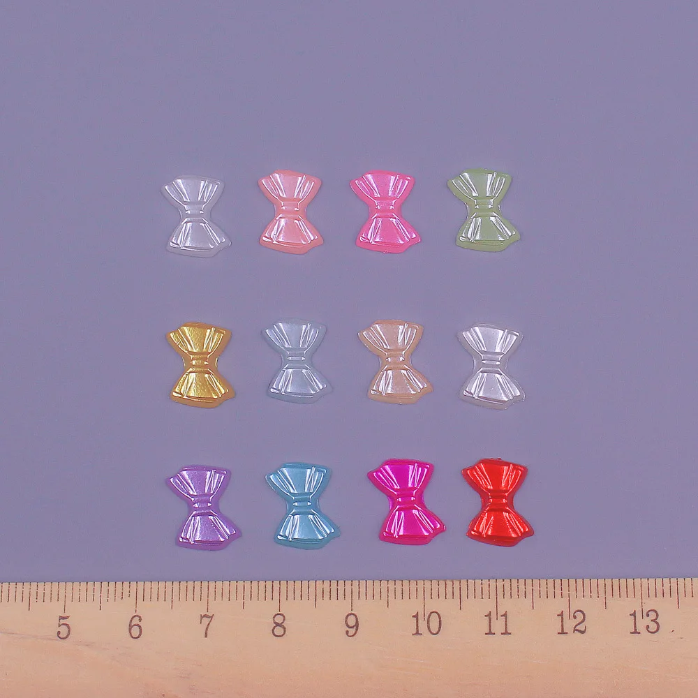 100pcs 9x12MM Beautiful bowknot Shape ABS Imitation Pearls Flatback Beads For Art Scrapbooking Jewelry garment Making