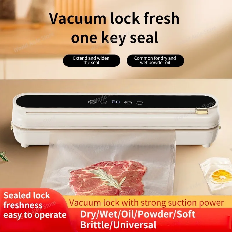 Electric Vacuum Sealer Food Storage Seal Touch Button Dry/Wet Built-in Kitchen Food Sealing Vacuum Packaging Machine