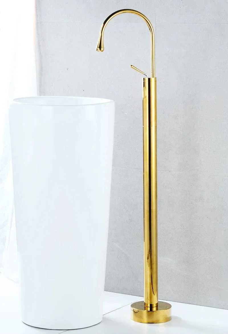 White and gold Bathroom basin Faucet Brass Decked Sink Mixer Hot and Cold Tap super long water drop design gold sink tap