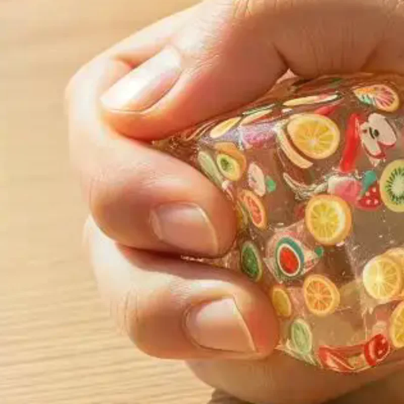 Sensory Calming Fidget Toys Fruit Slice Cube Maltose Texture Stress Anxiety Relief Toys for Adult Home Relax Use