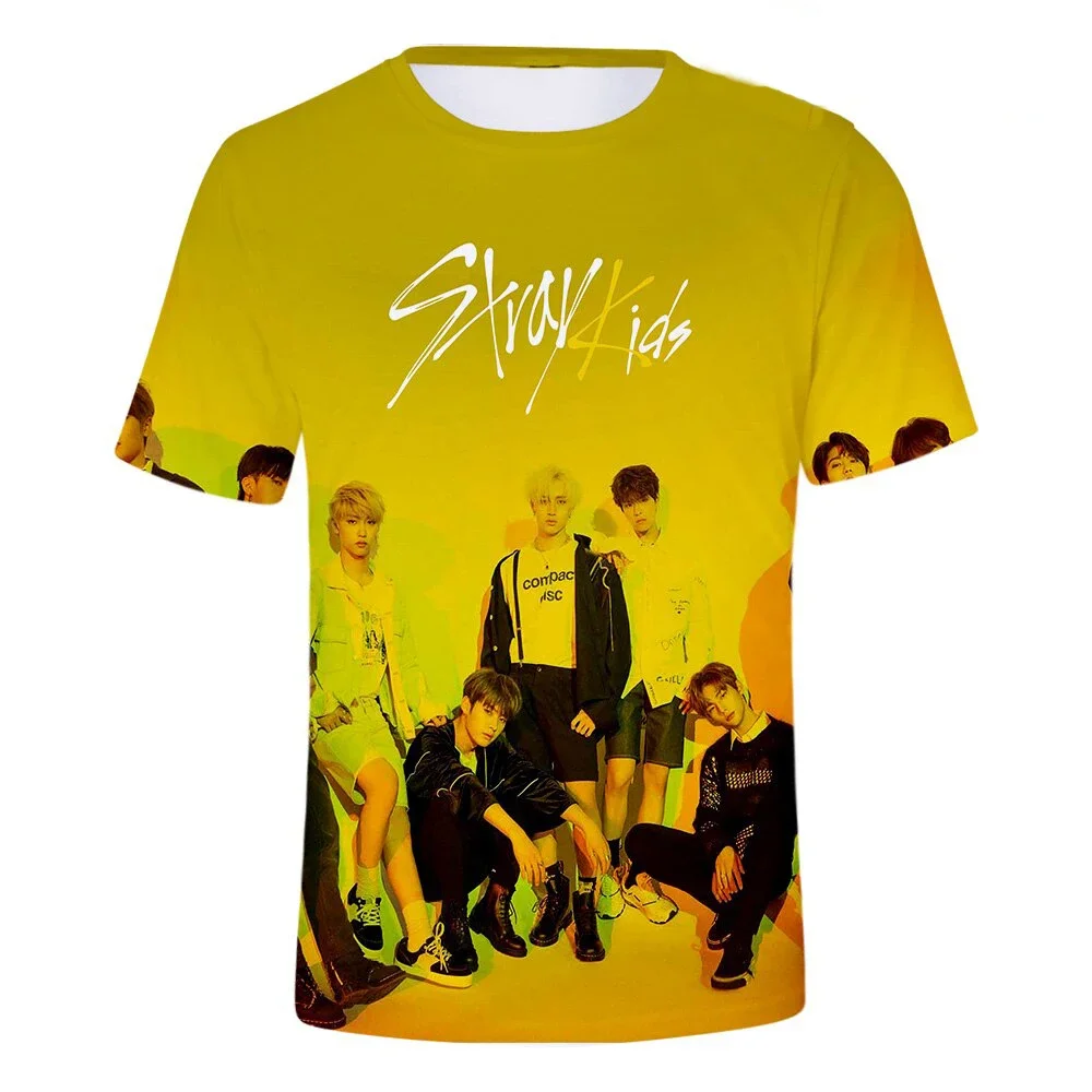 Korean KPOP Stray Kids 3D Print T Shirt Women Mern  Kawaii Harajuku Fashion Unisex Summer Short Sleeve Oversized kids T-shirts