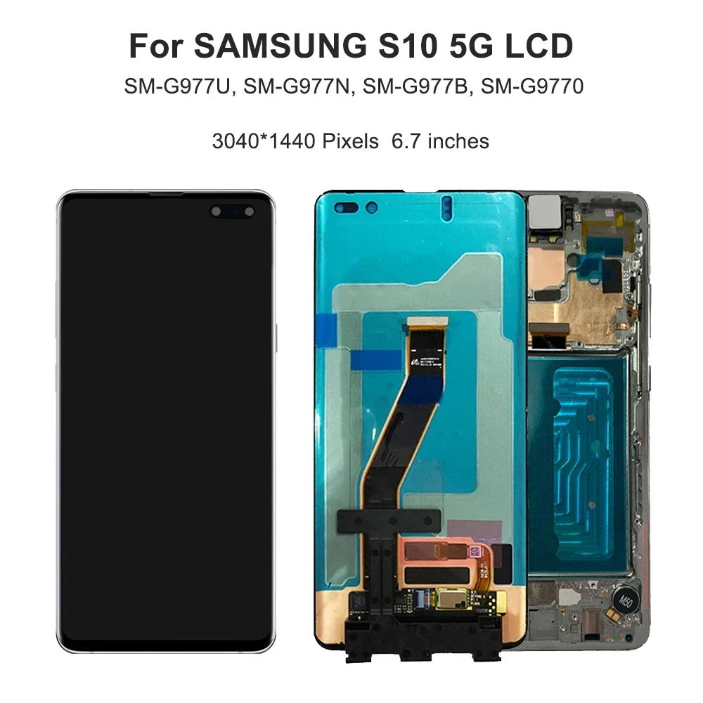 S10 5G For Samsung 6.7\'\'For Ori S10 5G G977U G977N G977B G9770 LCD Display Touch Screen Digitizer Assembly Replacement