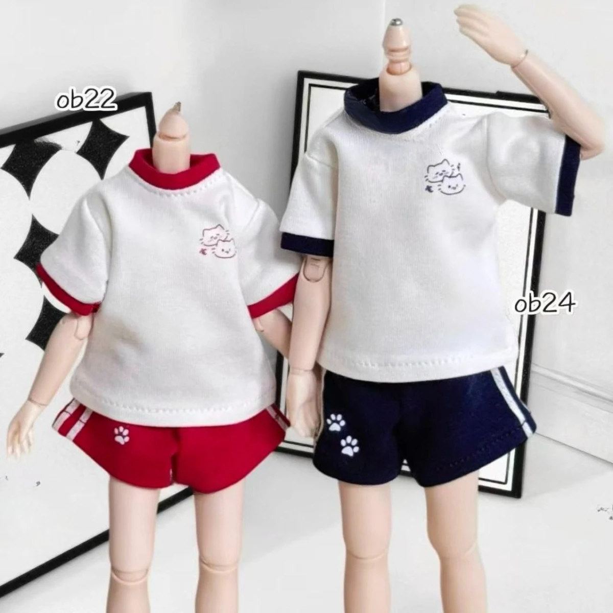 

Doll's Clothes Suit for 30/45cm Bjd Doll T-shirt and Shorts Dress Up Girl Toys Play House Gift 1/6 1/4 Doll Accessories, No Doll