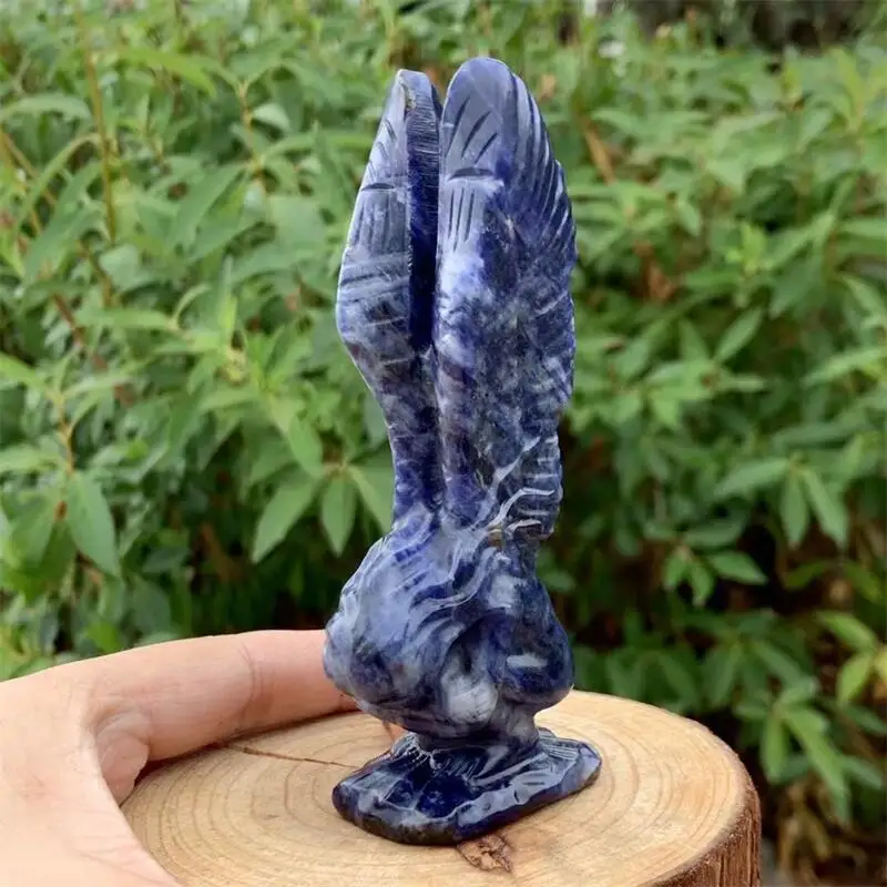 

12CM Natural Blue Sodalite Angel Girl Carving Statue Carved Crafts Polished Healing Figurine Home Ornament Gift 1PCS