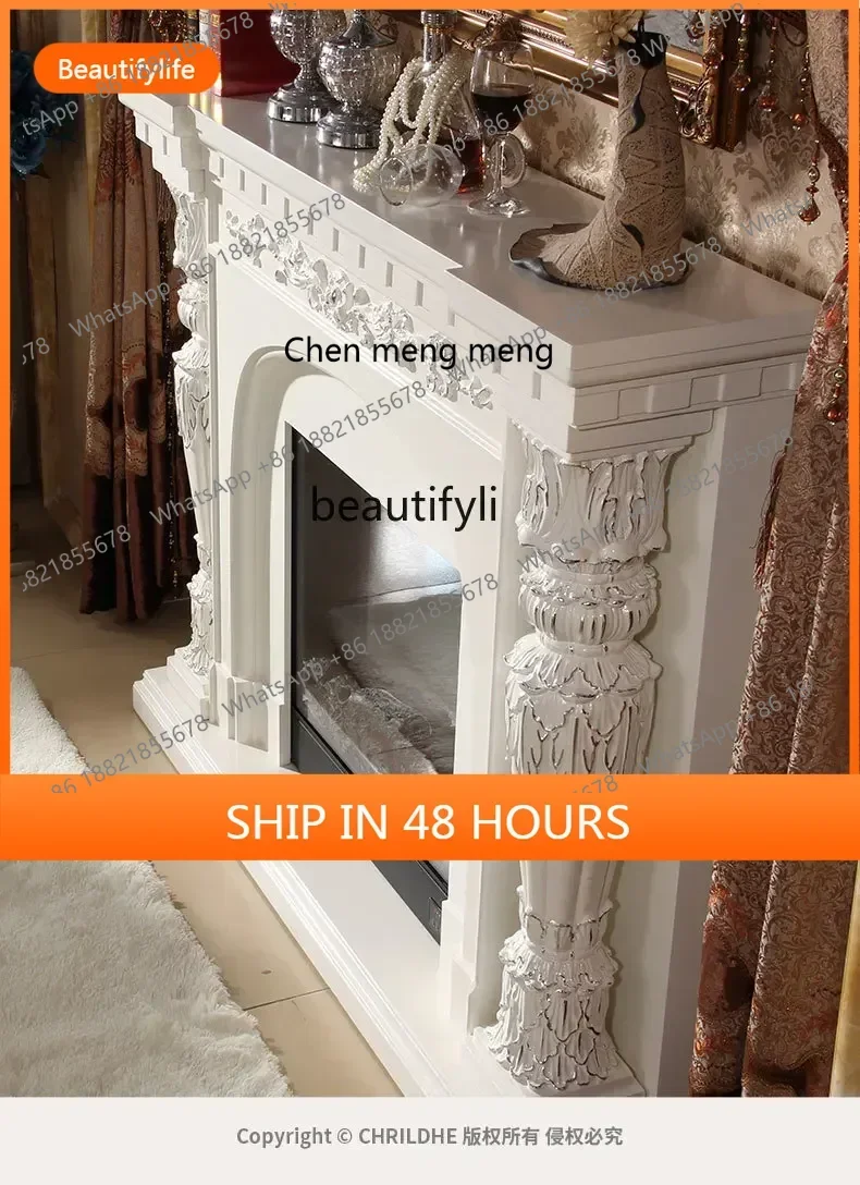 cn8350 ss European white, decorative cabinet American living room cabinet fireplace cabinet, electronic simulation French retro