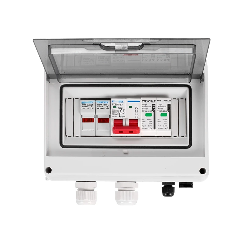 

Солнечный фотогальванический блок для комбинирования постоянного тока, защита от перенапряжения, 1 вход, 1 выход, постоянный ток 600 В, предохранитель MCB SPD HT, водонепроницаемая коробка IP65