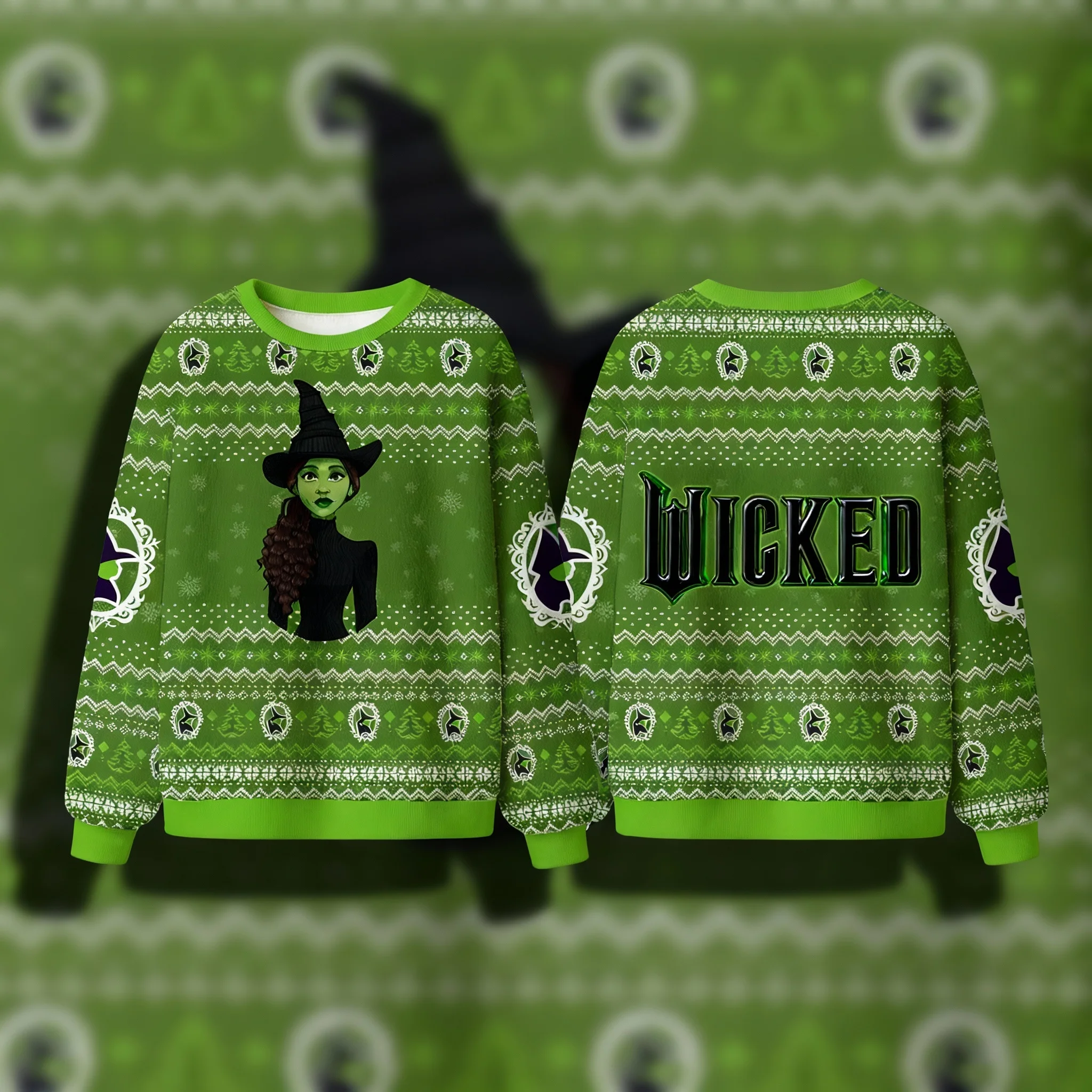 

Осень/зима классический музыкальный плохой ведьмы Рождественский уродливый свитер пуловер с капюшоном подходит для взрослых и семьи