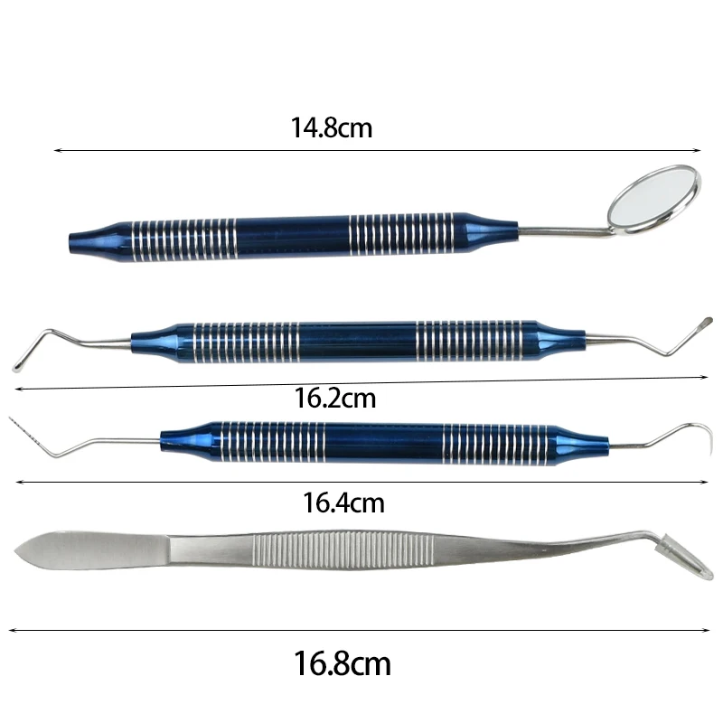 4 szt. Dental jamy ustnej kamień nazębny skrobak skaler płytka nazębna Explorer sonda dentysta zestaw narzędzi antybakteryjnych ze stali nierdzewnej