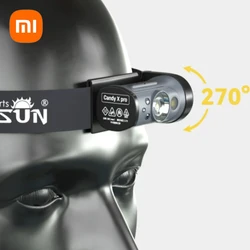 Xiaomi Warsun LED Sensor Hat Clip Lamp Waterproof Head Light Rechargeable Fishing Searching Outdoor Head Flashlight Zoom Lantern