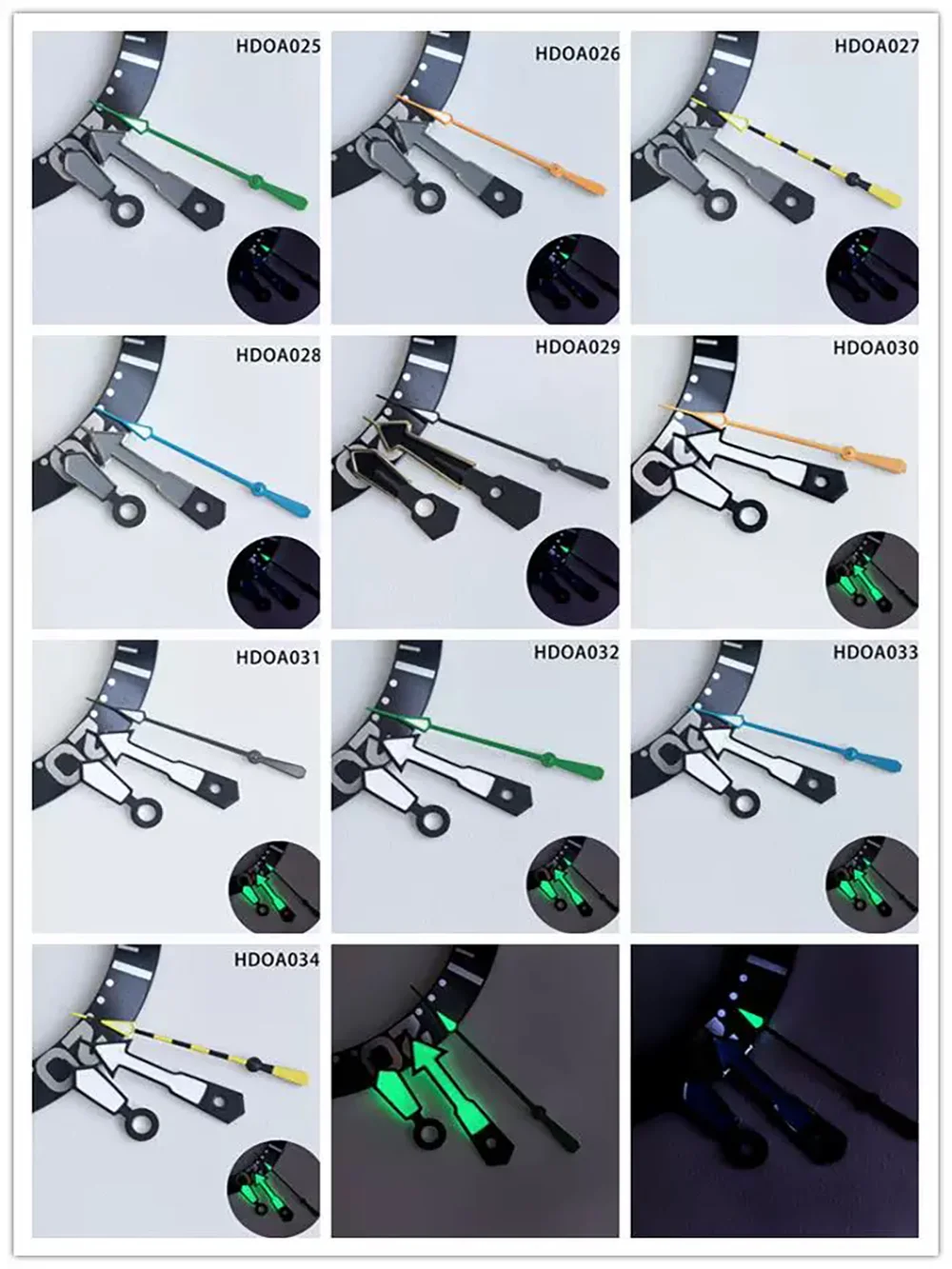 Watch Accessories Watch Hands Suitable for NH35 NH36 Movement Hour Minute Seconds Pointer with Green Luminous