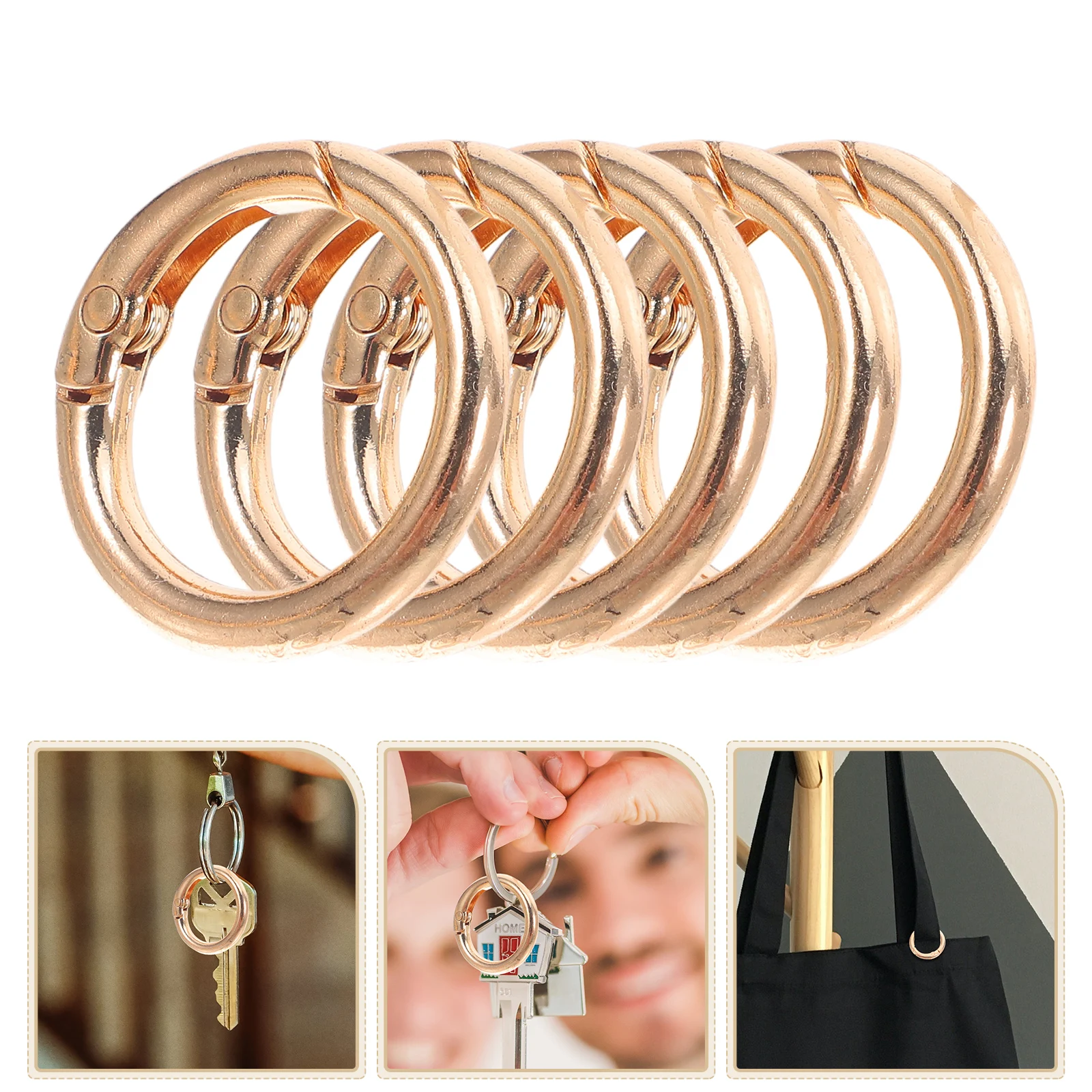 

15pcs Keychain Spring Buckle Zinc Alloy Round Snap Hook Open Jump Clasp Ring For Diy Bags Jewelry Making Duffel Lanyard Leash