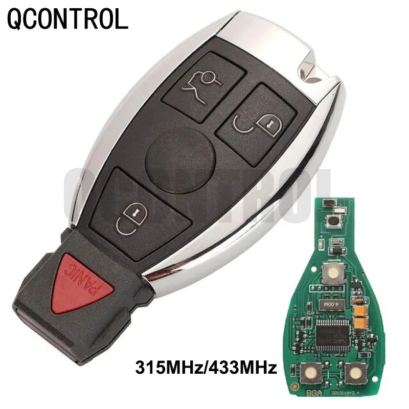 

QCONTROL BGA Style 4 Buttons Remote Smart Car Key 315Mhz / 433MHz for MB Mercedes BENZ E S 2Supports Original NEC BGA Fob