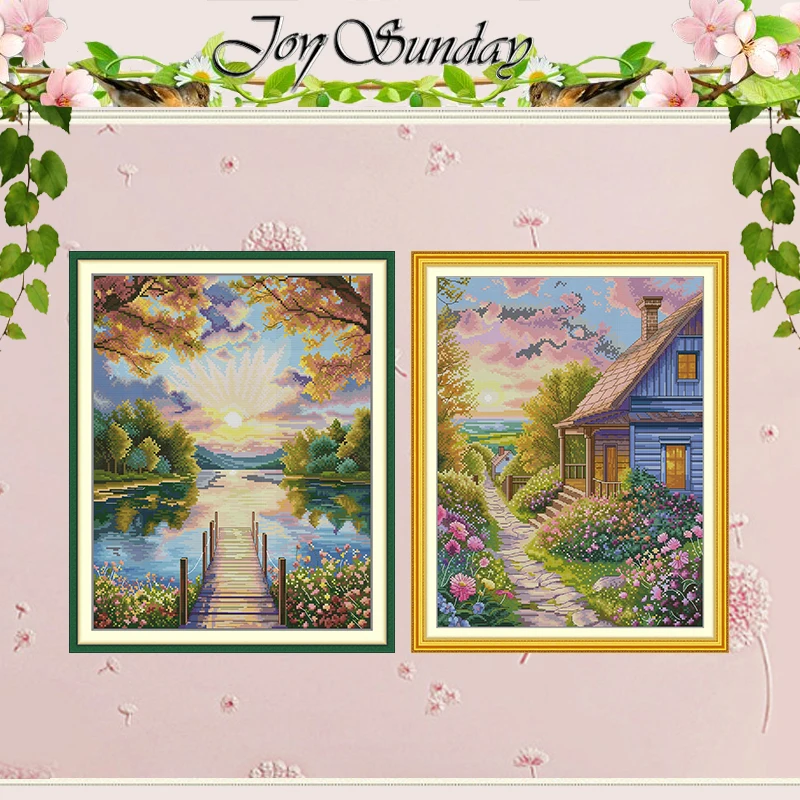 

Sunrise Sunset Scenery Patterns Counted Cross Stitch Set DIY 11CT 14CT 16CT Stamped DMC Cross-stitch Kit Embroidery Needlework