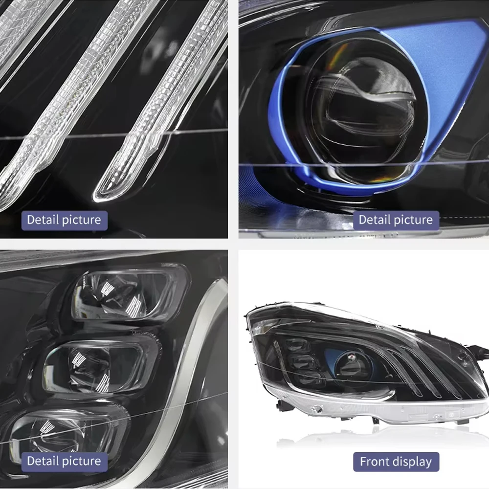 المصابيح الأمامية لمرسيدس بنز S-Class W221 S250 S280 S30 S320 S350 2006-2013 مجموعة مصابيح السيارة الأمامية LED ثنائية البؤرة عدسة الملحقات #5