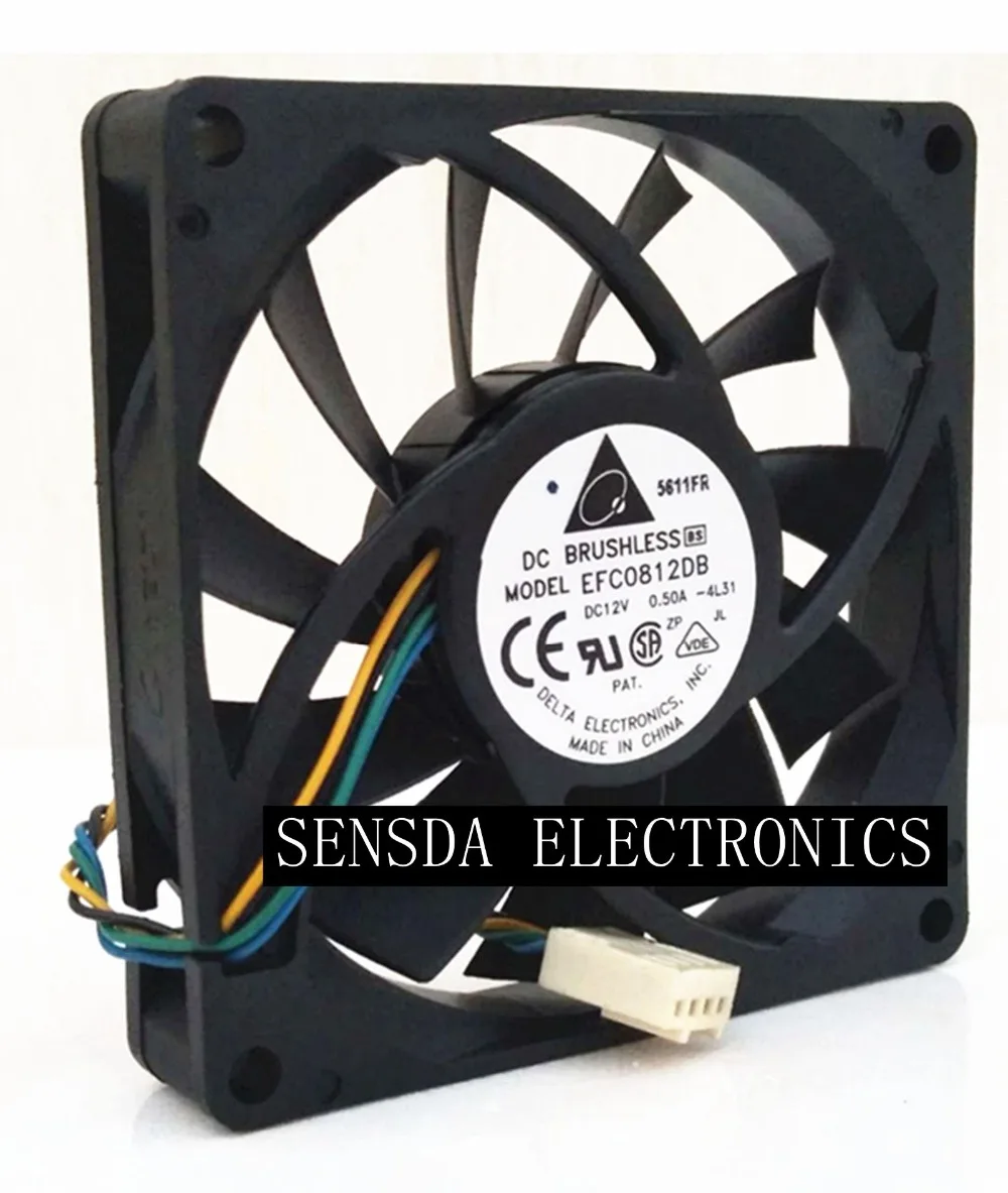 2PCS New  for delta EFC0812DB 8CM 80MM 8015 8*8*1.5CM 80*80*15MM 12V 0.5A 4-wire PWM cooling Fan