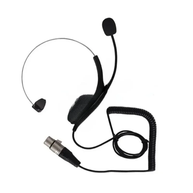 Single Ear Intercom Headset with Boom Microphone, XLR 4 Pin /5 Pin Connector for Studio Stage Communication