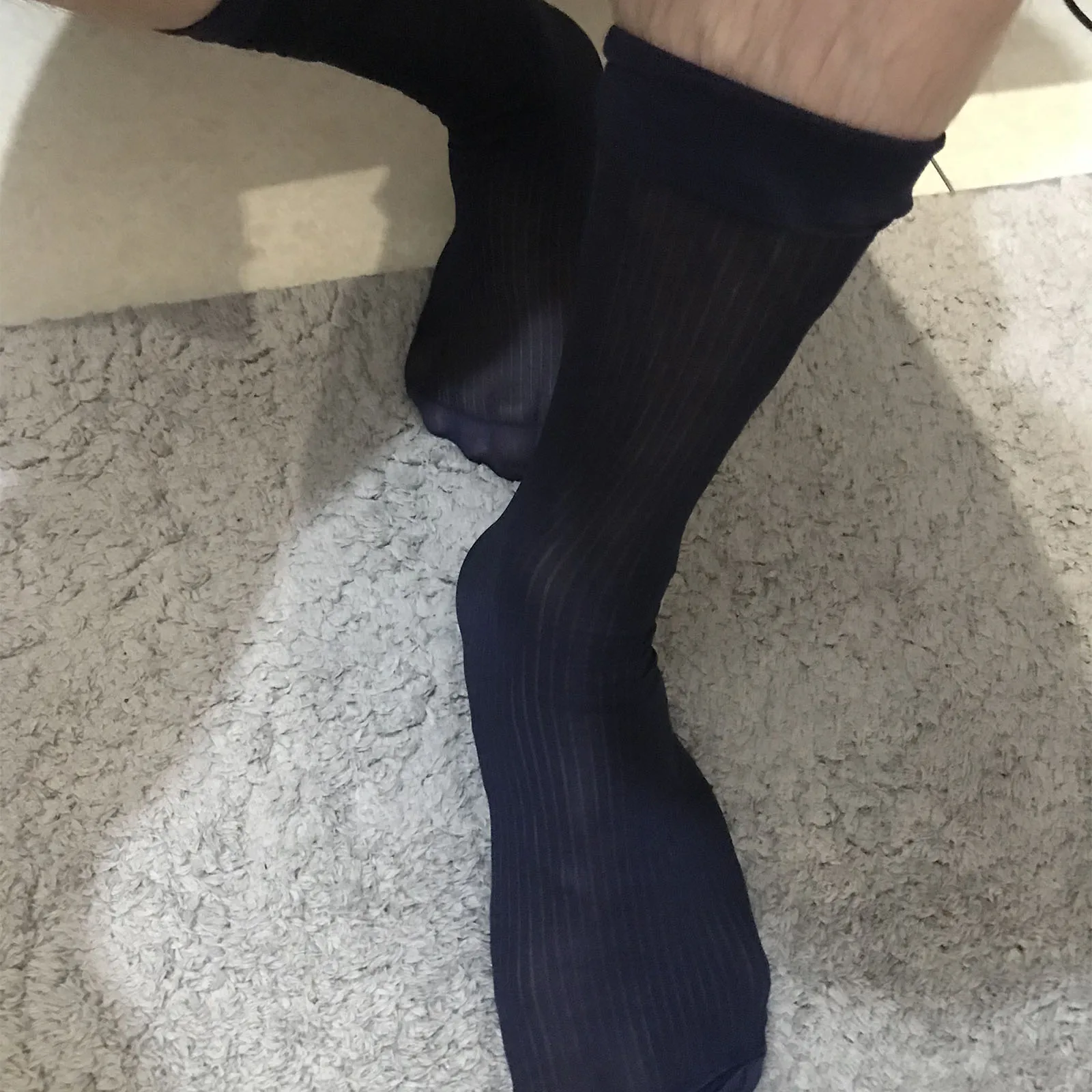 Men\'s Dress Socks Transparent Business Suit Tight Tube Stockings Formal Wear Sexy Male Breathable Nylon Strip BDSM Fetish Socks