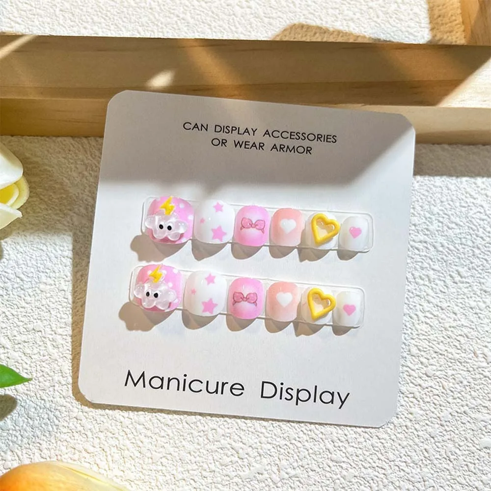 Flower Children False Nails Rabbit Bears Kids Fake Nail Extension Full Cover Nail Art Tips Nail Supplies