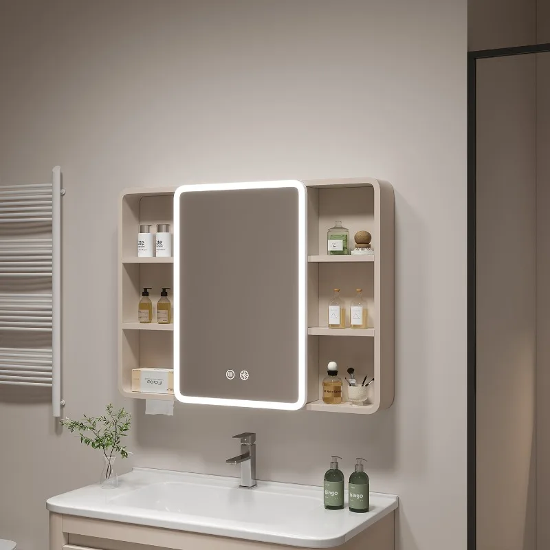 ‌Smart Corner Round Space Aluminum Mirror Cabinet, Wall Mounted Bathroom Storage with Shelves,Medicine Cabinet  Vanity Organizer image 5