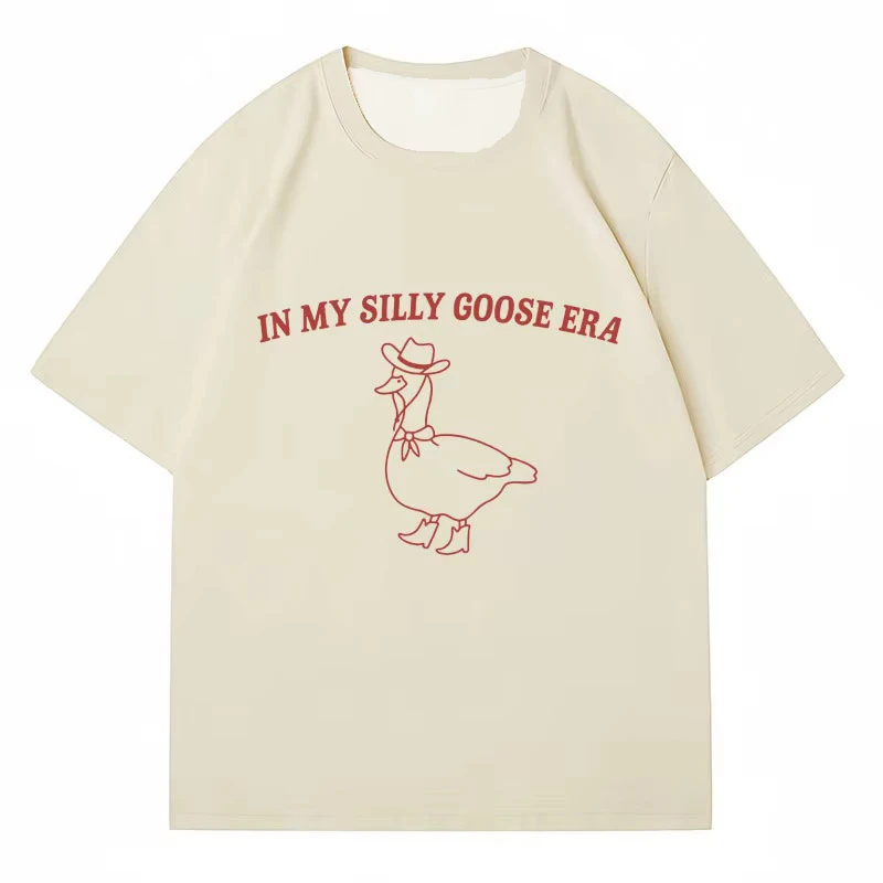 

IN MY SILLY GOOSE ERA Fun Pattern 3D Printed Round Neck Short Sleeve Breathable Quick Drying Loose Comfortable T-shirt