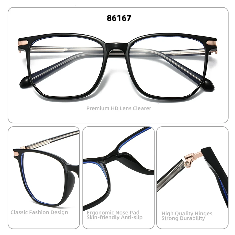 مكافحة الضوء الأزرق المتضخم النظارات البصرية الرجعية إطار مربع الرجال النساء النظارات البصرية خمر نظارات الكمبيوتر #5