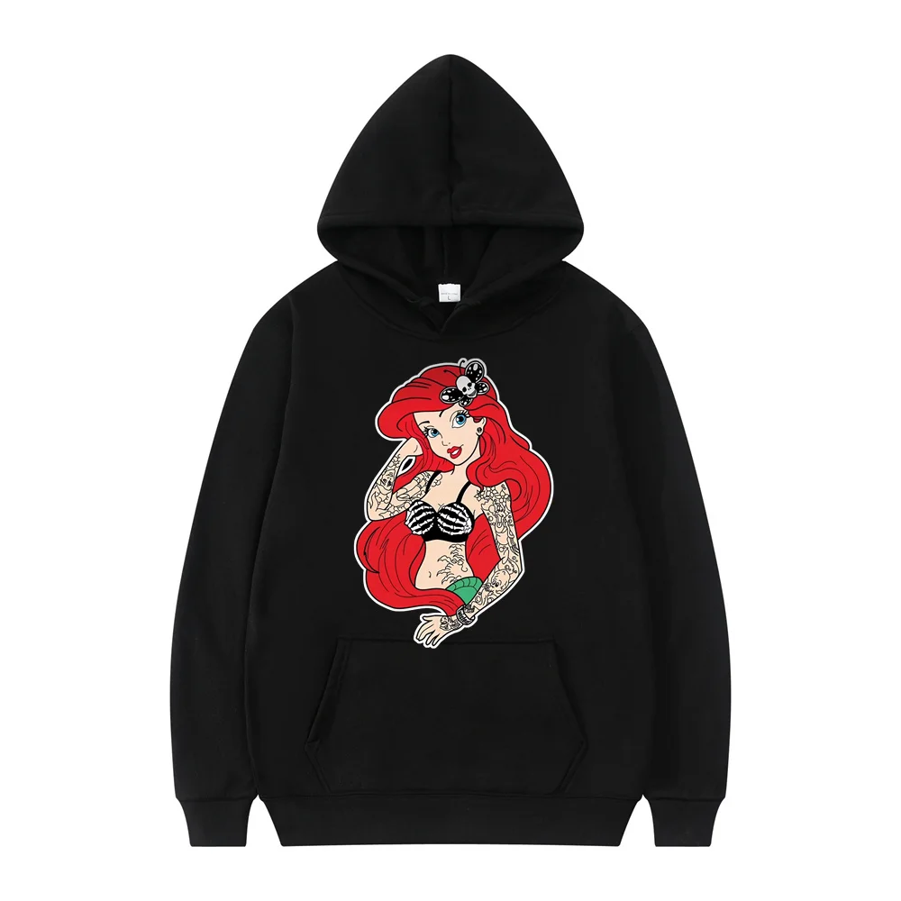 Hoodie bertudung untuk wanita, pakaian bertudung longgar bergaya Anime Disney lucu untuk wanita