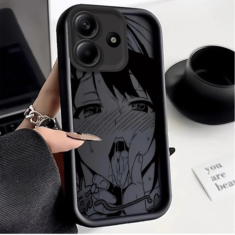 Japão menina emote caso para xiaomi redmi nota 14 13 12 11 10 pro plus 11s 10s 14c 13c 12c 10c a3 a3x a2 a1 4g 5g capa de silicone