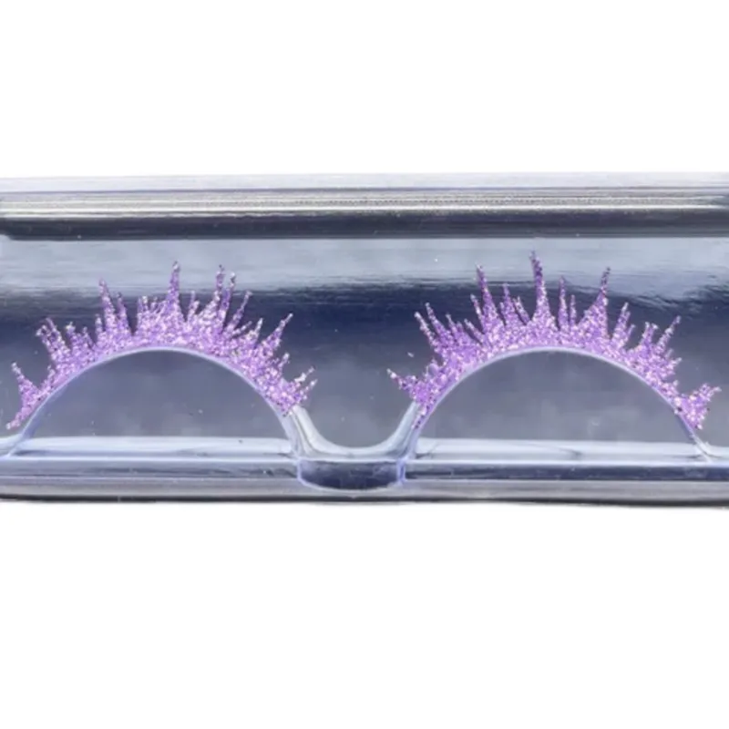 COS Handmade Purple Pink False Eyelashes Cosplay Costume Anime Prop Accessory Halloween Performance False Eyelash