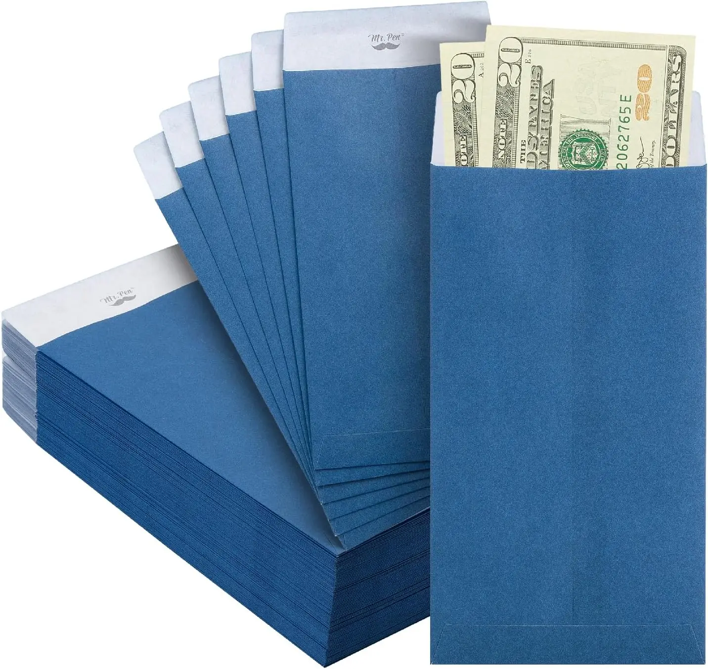 100 Pcs 6.5x3.5 in Kraft Money Envelopes, Self-Adhesive Cash Envelopes for Budgeting, Coin, Check, Small Items