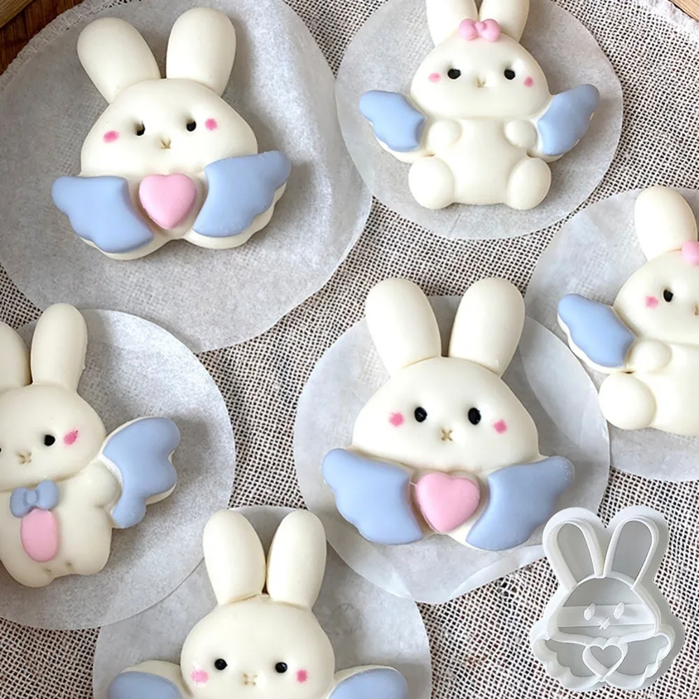 Cartoon Angel Cute Rabbit Cookie Cutters Mold DIY Stamp Baking Accessories Bakewares Decorations For DIY Homemade Cookie Baking