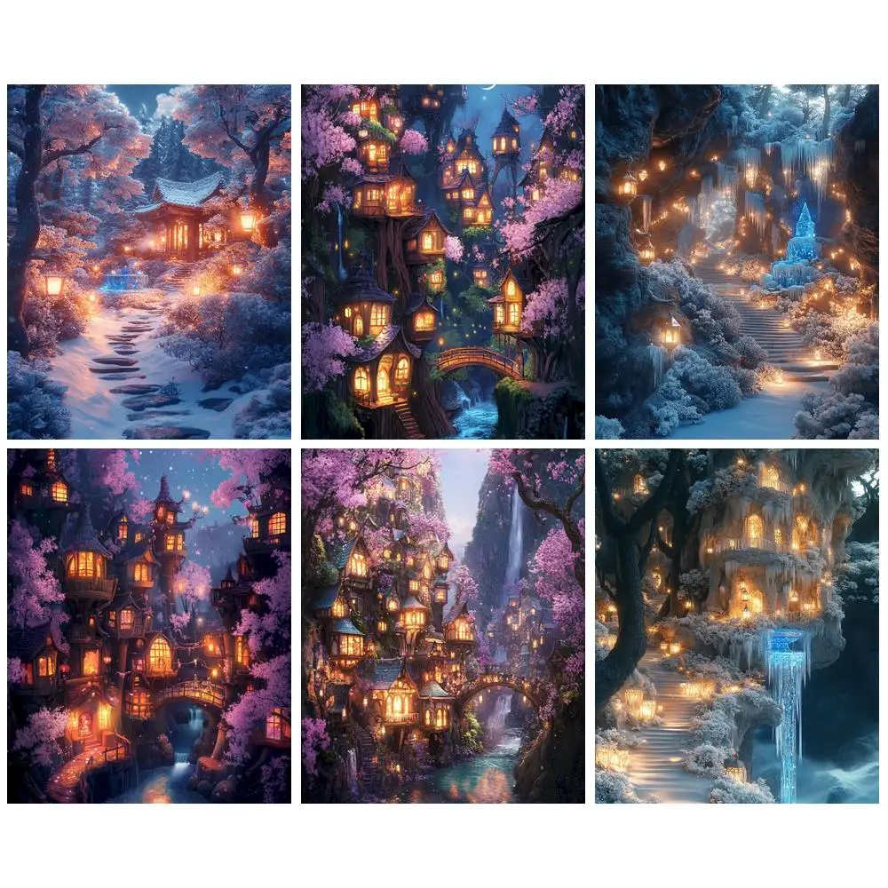 

GATYZTORY Diamond Embroidery Sale Fantasy Landscape Picture Of Rhinestones Flower Painting Cross Stitch Kits Home Decor