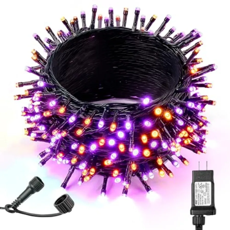 Halloween Lights 500LED 174Feet, Super Bright LED Halloween String Lights with UL Certified, 8 Lighting Modes, Timer, Memory an