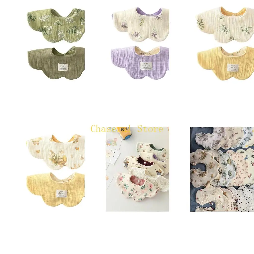 

E7CE детский нагрудник, дышащая хлопковая бандана, шарф, нагрудник для младенцев, пускающий слюни, 2-разовая ткань для отрыжки