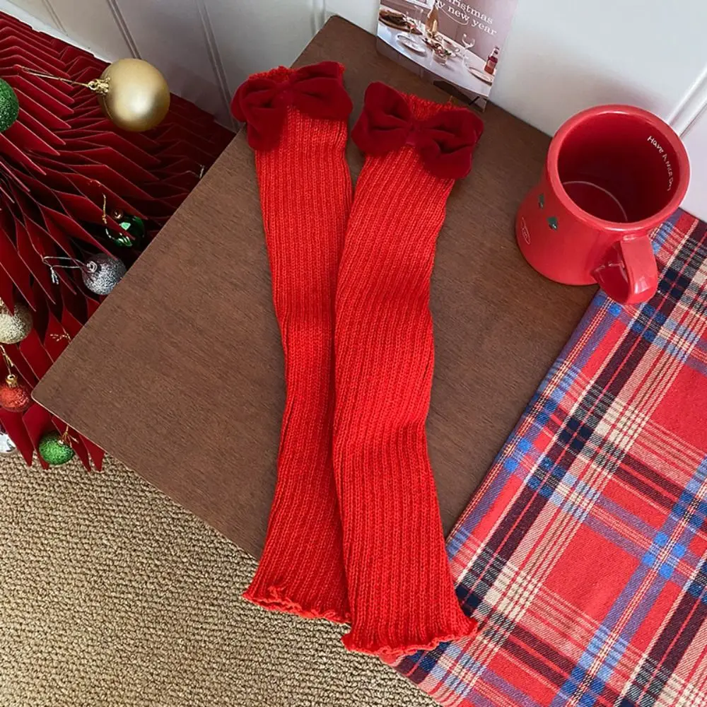 

Casual Harajuku Jk Leg Warmers Lolita Solid Color Knitted Leg Cover Foot Cover Nylon Red Leg Socks Stockings