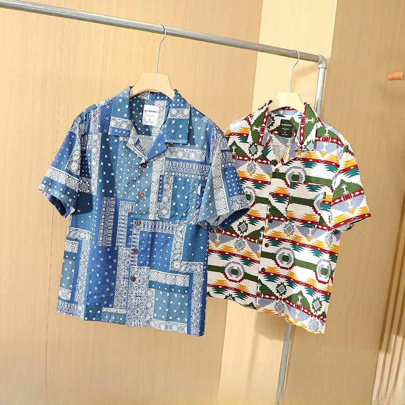 

Qui Dry Bubble Cloth Cuban Collar Printed ort Sve Men's irt Faionable Urban Sle Summer Cool Sensation Stand Fit