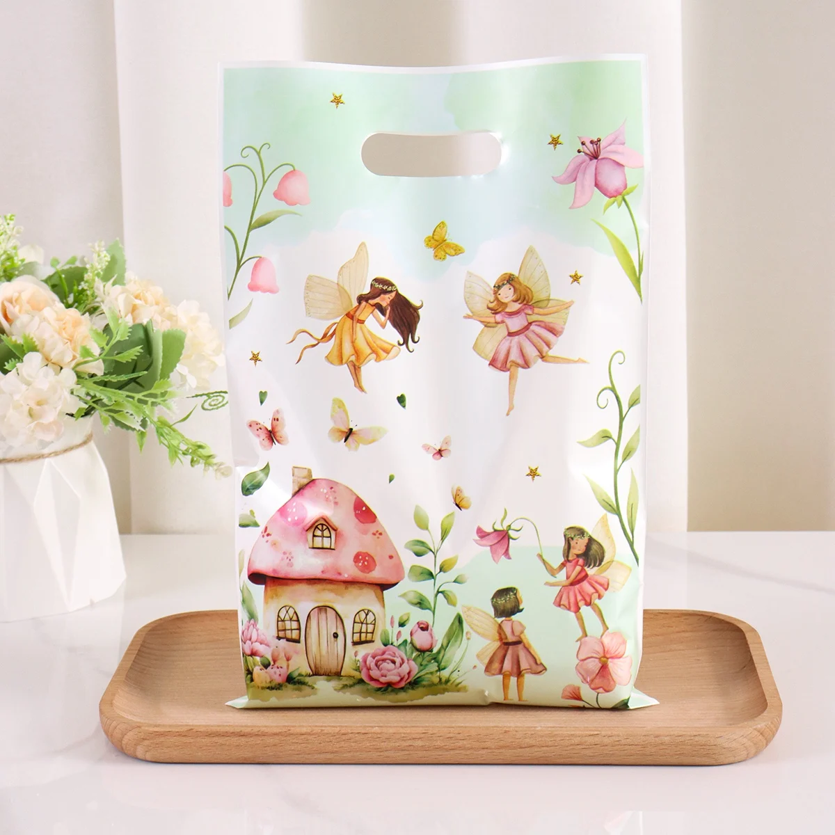 10/20/50 Stück Blumenfee Süßigkeiten Geschenktüten Blumen Schmetterling Tragetaschen für Hochzeit Geburtstag Frühling Partybevorzugung Zubehör Urlaub DIY – Detail 4