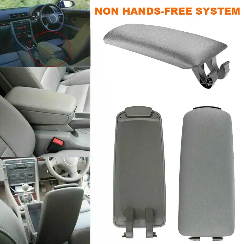 Gray Leather Armrest Arm Rest Center Console Box Lid Cover for -Audi A4 B6 B7 2002-2008 8E0864245E