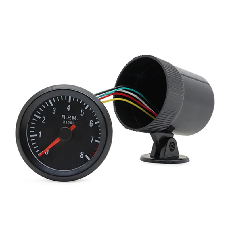 

Car Meter Tachometer For 1-8 Cylinders Gasoline Car RPM Gauge Analog Black Case 0-8000RPM