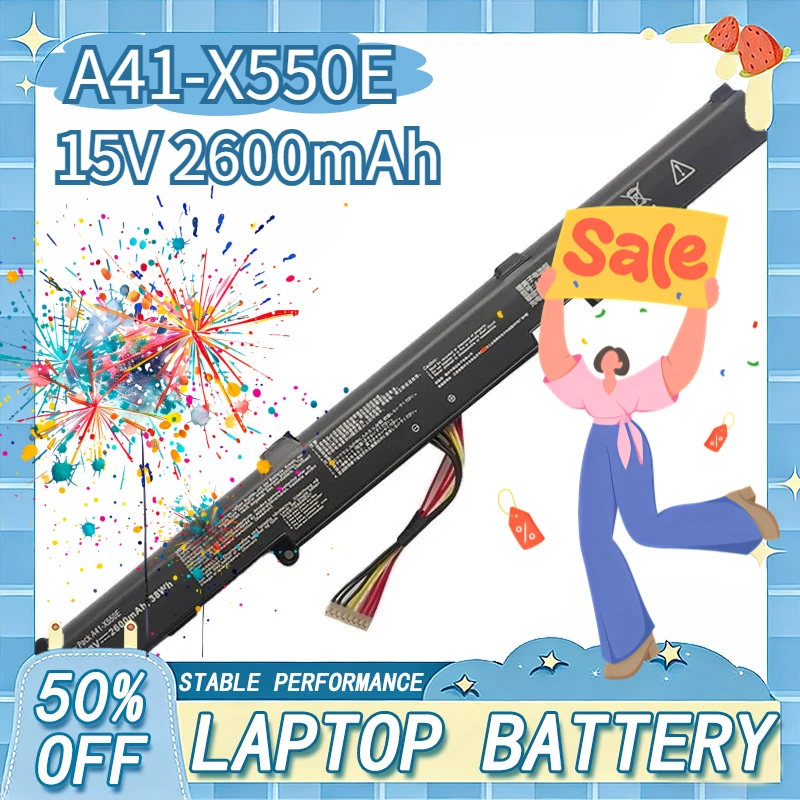 

A41-X550E 15V 44Wh Laptop Battery for ASUS X450 X450E X450J X751M X751L X750JA A450J A450E F450C F450V Series Notebook