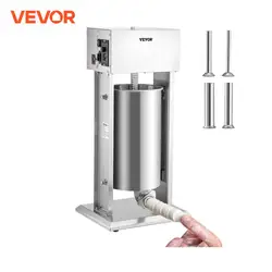 VEVOR Insaccatrice Elettrica Verticale per Salsiccia in Acciaio Inox 15L Velocità Regolabile, Macchina per Insaccare Salsicce Elettrica Potenza da 260W in Acciaio Inox 4 Tubi di Riempimento Inclusi