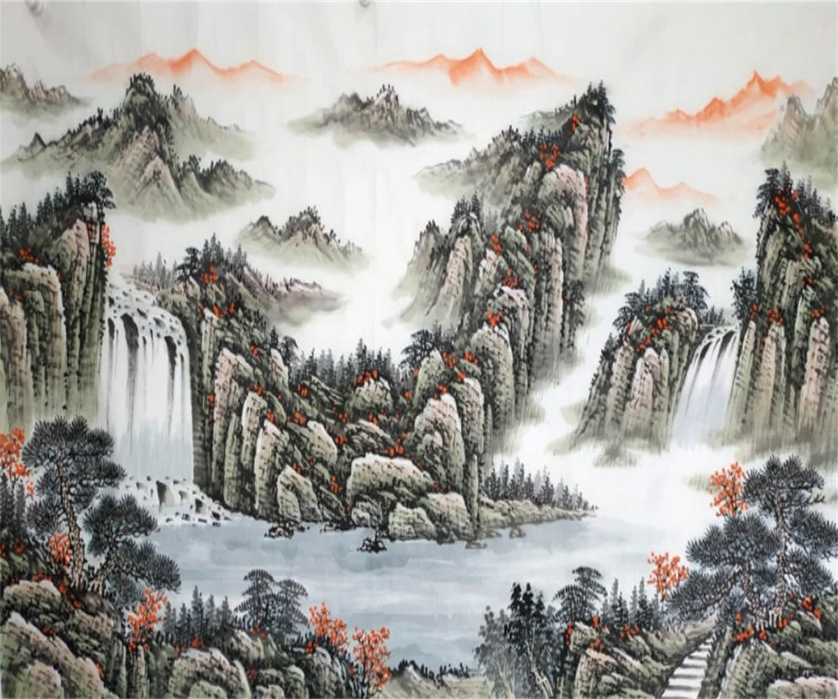 Custom scenery Wallpaper Living Room Bedroom Background Ink landscape painting TV Wall Background 3d wallpaper tapestry