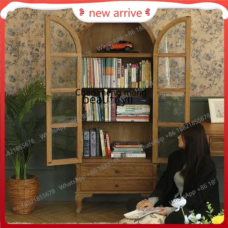 

SS new style ss7486 American Country Dome Solid Wood Bookcase TV, Oak Locker Restaurant Side Cabinetss 7486