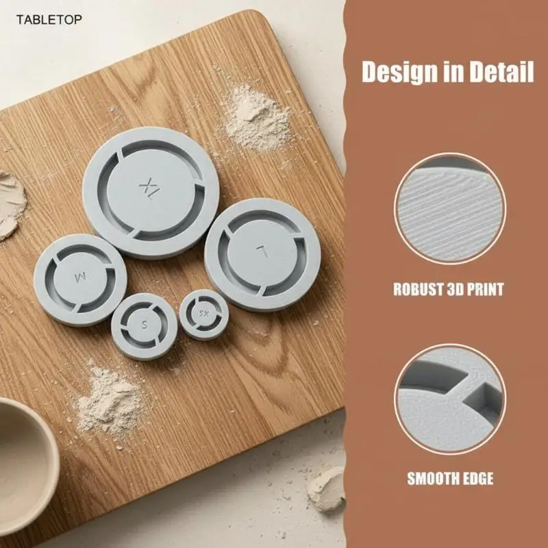 5 Sizes Pottery Foot Ring Template Bioplastic Trimming Guide Center Hole Concentric for Wheel Throwing Clay Bowl Cup DIY Ceramic