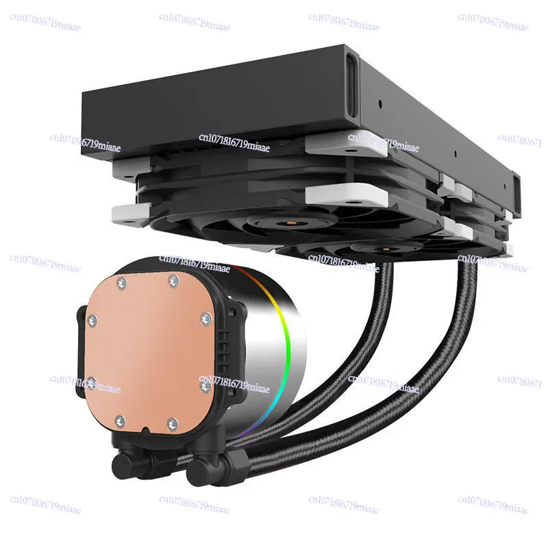 Desktop computer host integrated CPU water-cooled radiator ARGB rotating screen high-performance temperature-controlled fan