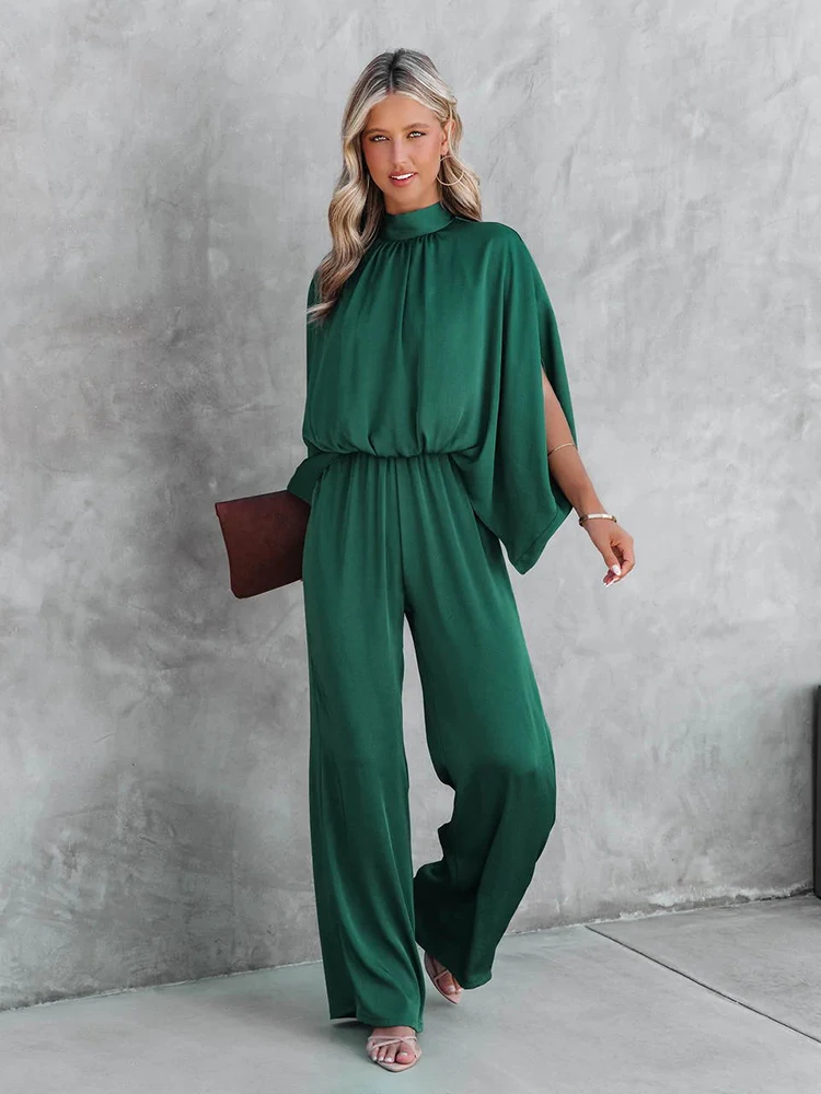 Jumpsuits for women 2022 elegant Autumn Elegant Casual Long Sleeve Solid Color Waist Loose Wide Legs Pants Jumpsuit