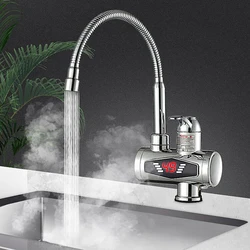 Grifo calentador de agua eléctrico de cocina de 3000W, grifo de agua caliente instantánea, grifo de calefacción fría, agua sin tanque con pantalla Digital LED